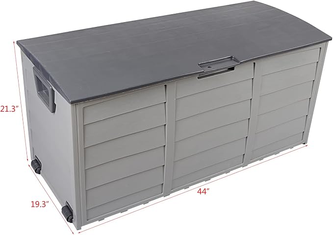 Outdoor Storage Box with Wheels, 75 Gallon Mobile Waterproof Resin Deck Box, Plastic Lockable Containers for Backyard Patio Cushions, Garden Tools, Pool Accessories, UV-Resistant Furniture