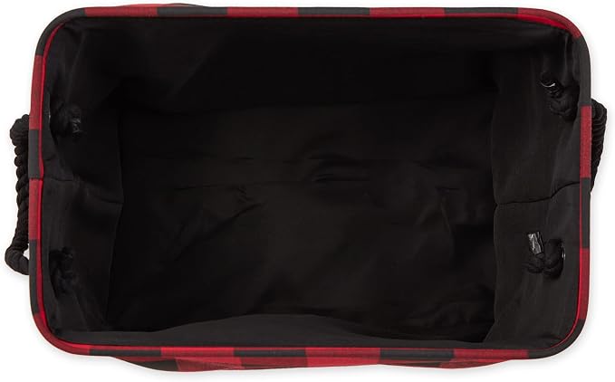 DII Buffalo Check Storage Bin, Medium Rectangle, 16x10x12, Red & Black