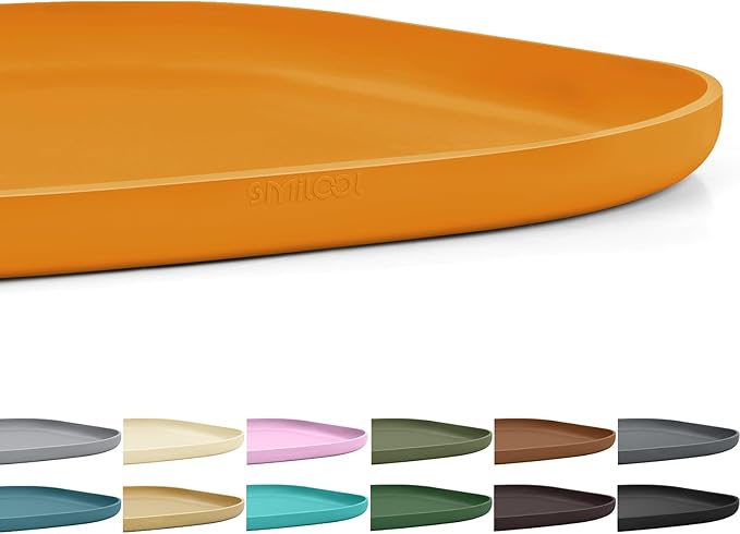 Smilool Small Silicone Pet Food Mat with Raised Edge for Food and Water Bowl, Square Dog Feeding Mats, Cat Food Trays for Floor Waterproof, Rubber Tray for Dogs and Cats, 12 x 12 x 0.7 Orange