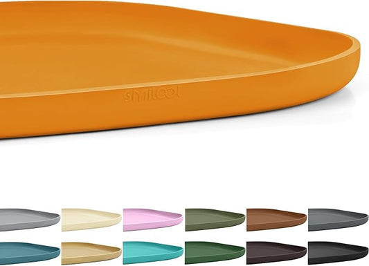 Smilool Small Silicone Pet Food Mat with Raised Edge for Food and Water Bowl, Square Dog Feeding Mats, Cat Food Trays for Floor Waterproof, Rubber Tray for Dogs and Cats, 12 x 12 x 0.7 Orange
