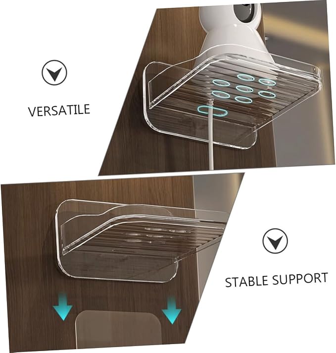 KALLORY 2pcs No Drill Shelves Wall Mounted Camera Storage Rack Mini Speaker Shelf Monitor Router Organizer Living Room Entryway