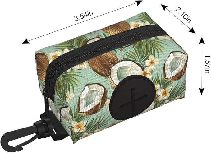 Coconut Flower Palm Leaf Pet Waste Bag Dispenser 0.2L | Portable Dog Poop Holder Waste Bag With Zipper Park Doggy Walking Accessory