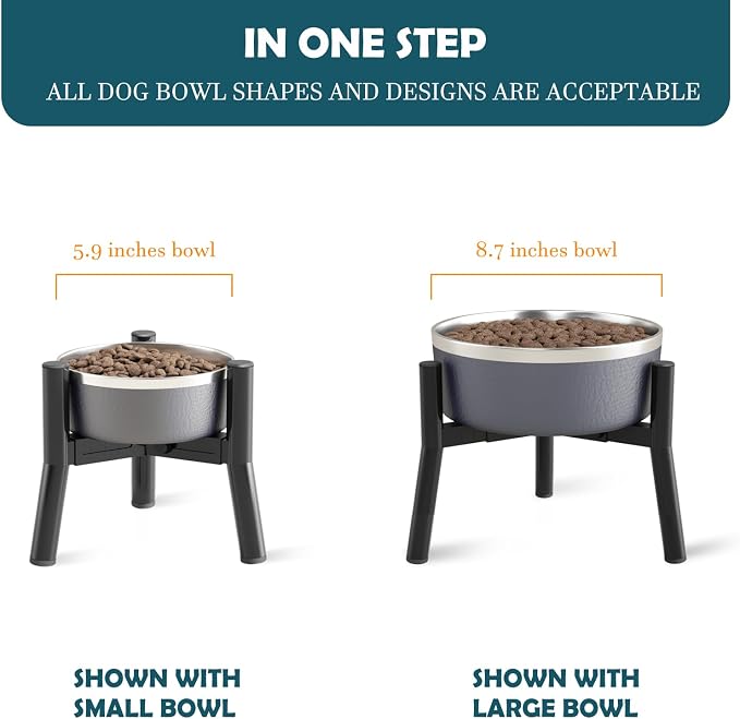 SHAINFUN Adjustable Elevated Dog Bowls Stand Compatible with 5.9 to 8.7 inch Wide Raised Stand with Metal Material for Medium and Small Sized Dogs (Bowl Not Included)