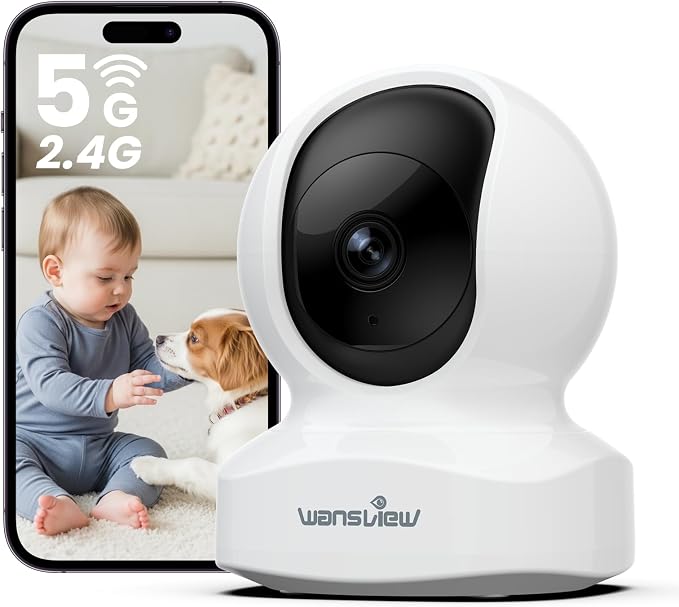 wansview Indoor/Baby/Pet Camera with Phone App, 5G&2.4G Wi-Fi, Q5 5MP White