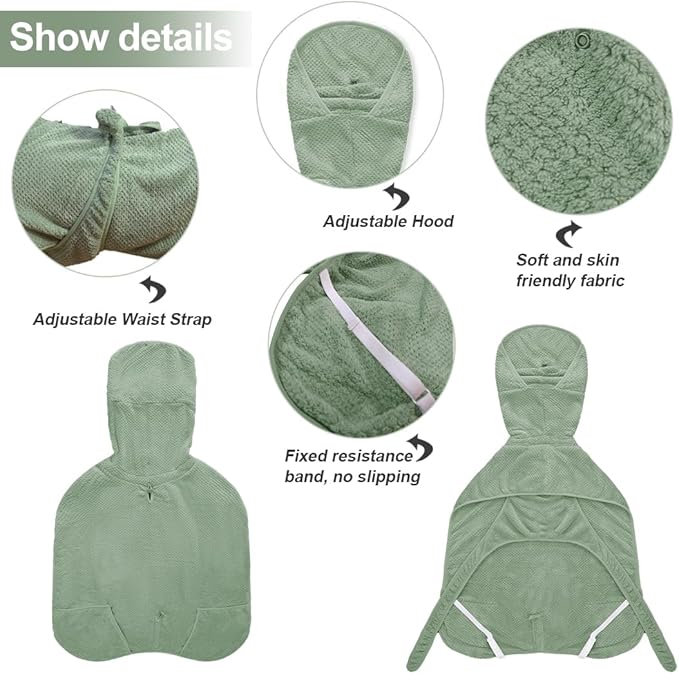Medium to Large Size Dog Bathrobe, Quick Drying Super Absorbent, Warm Dog Towels, Adjustable Hoodies and Belts for Dog Bath Products (Green Jacquard, 4XL-Fit for 45 to 75 pounds)