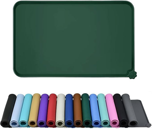 Reopet Waterproof Pet Feeding Mat, Non-Slip Silicone Placemats for Dog Cat Food and Water Bowl, High Raised Edges to Prevent Spills and Protect Floors