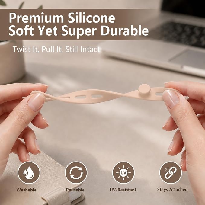 20PCS Silicone Cord Ties Reusable Cable Organizers (Morandi) | Soft Adjustable Silicone Cord Wraps with Locking Buckle Design, Color-Coded Wire Ties for Desk, Office & Travel Accessories