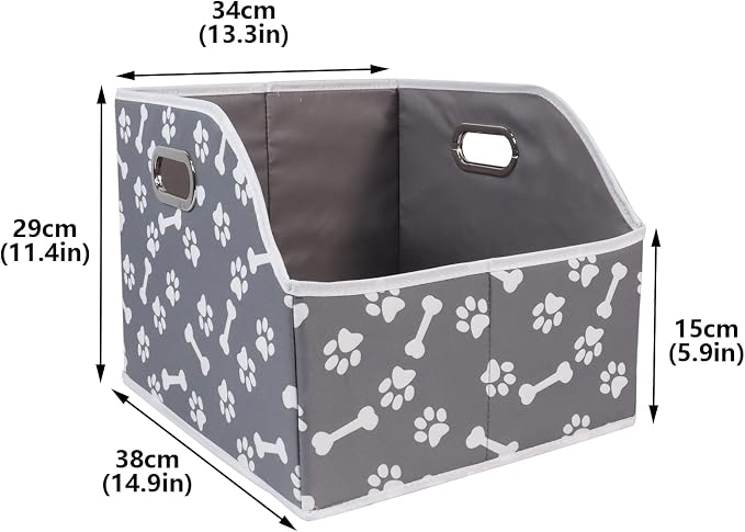Foldable Dog Toy Basket-Dog Toys Bin-Dog Toy box-Storage Basket with Handle,Organizer Bin for Pet Toys, Blanket, Shelves, Closet-Bone Claw