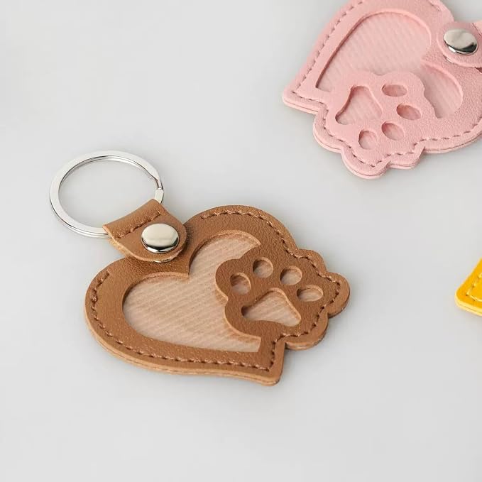 Heart-Shaped Leather Pet Hair Keepsake Keychain