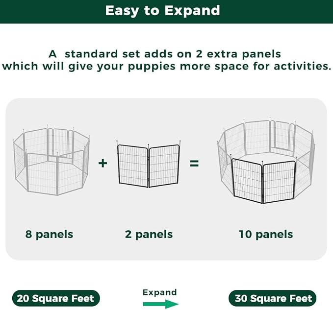 FXW Rollick Dog Playpen, Indoor, Yard & RV Camping, 40" H, 2 Panels | Easy setup, Heavy-duty, DIY layouts, for Medium & Large Dogs, Patented