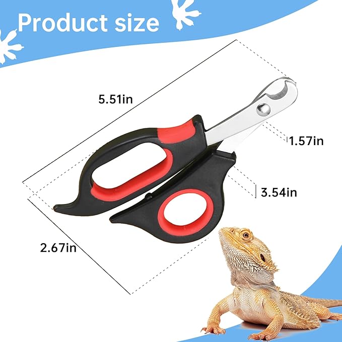 KEUYE Bearded Dragon Nail Clippers,Stainless Steel Bearded Dragon Toe Nail Clippers with Precise Angled Edges (Reddish Black)