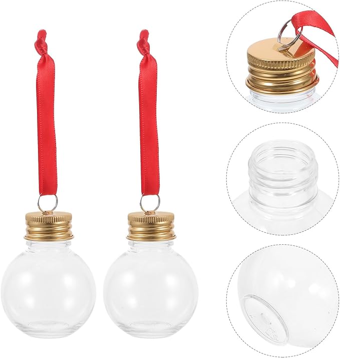 SOIMISS 10pcs Golden Bulb Shape Candy Bottles Made of Pet, Fillable and Leak-proof Juice Storage Bottles for Party Hanging Decors and Holiday Event Supplies