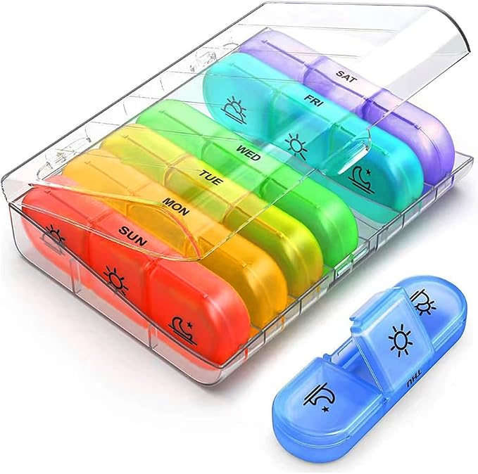 Pill Organizer Case Large Capacity, Dual Protection Pill Box 7 Day | 3 Times a Day, Daily Travel 21 Compartment Medicine Dispenser Weekly Planner for Vitamin, Medication, Fish Oil, Supplements