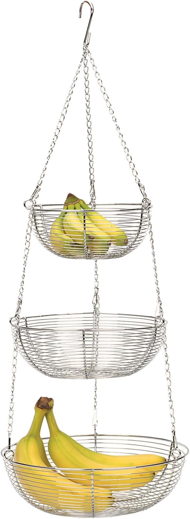 Woven Wire Hanging Basket - Chrome, 3 Tier