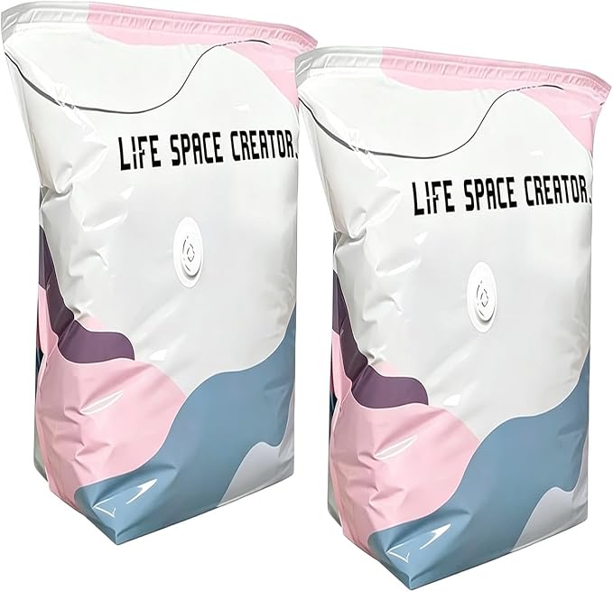 Vacuum Bags for Travel 2 Pieces No-Pump Luggage Compression Storage