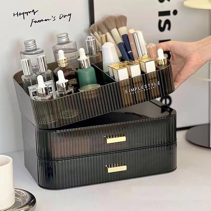 Stackable Makeup Storage Drawers, Bathroom Counter Organizer. | Drawers Can be Stacked, Cosmetic Display Case, Ideal for Make Up, Skincare, Perfume; Suitable for Dresser Top, Vanity