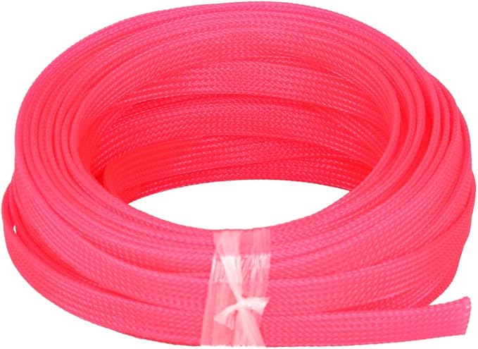 Heyiarbeit 10m/32.8ft PET Expandable Braid Cable Sleeving Flexible Wire Mesh Sleeve Pink 10mm