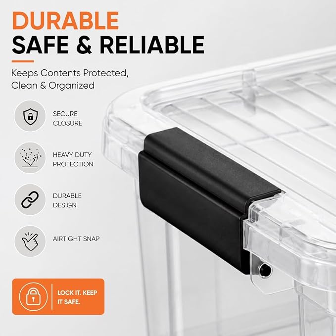 Superio 4.75 Quart Clear Plastic Storage Boxes with Lids, Stackable Organizer Containers, BPA-Free Storage Bins for Home, Office, School & Dorm, 36 Pack