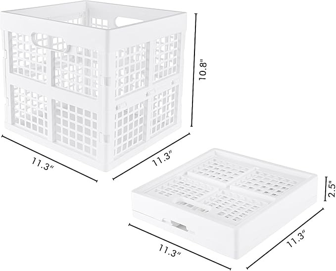 Eslite 3-Pack Collapsible Plastic Storage Crates,Foldable Crates for Storage,16L (White)