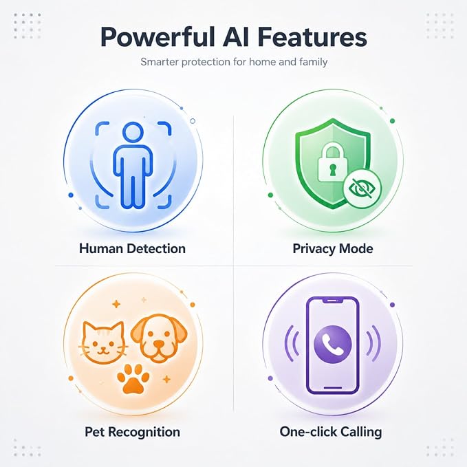 2.5K Indoor Security Camera, Non-Subscription AI Person/Pet/Cry Detection, 4MP Pet/Dog/Cat/Baby Camera, 2-Way Audio for Home Security, Siren, Night Vision, 2pack