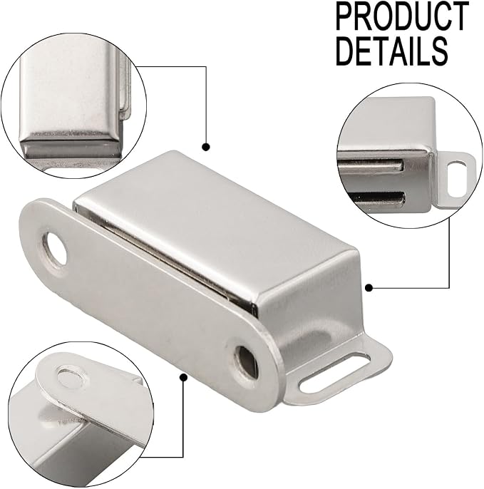 304 Stainless Steel Magnetic Cabinet Latch with 40kg Pull Force, Door Catch for Kitchen Bathroom and RV Use(S)