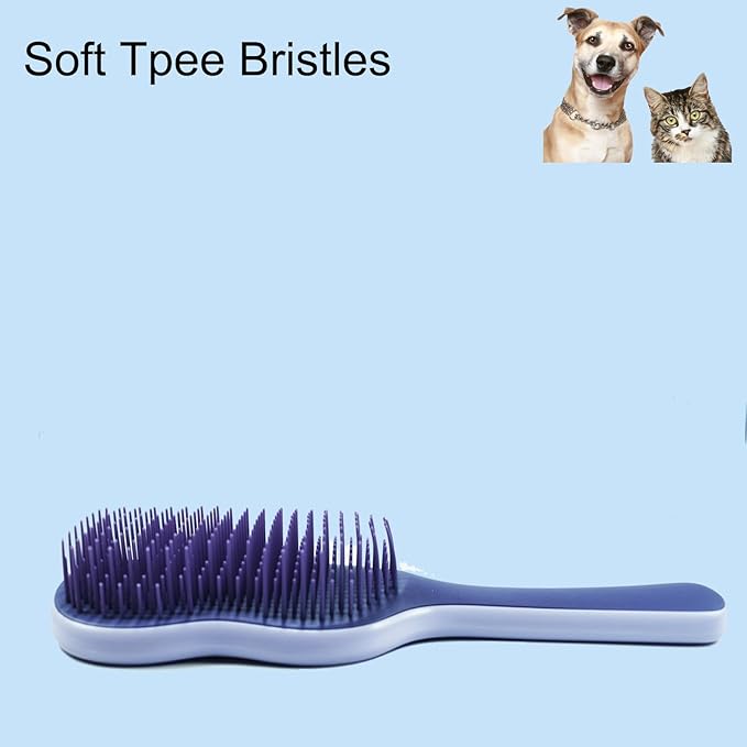 Soft Bristle Puppy Brush for Small Dogs - Gentle Grooming Brush for Shih Tzu, Yorkie, Maltese & Maltipoo. Effective Dog Hair Remover for Tangles & Shedding (Purple)