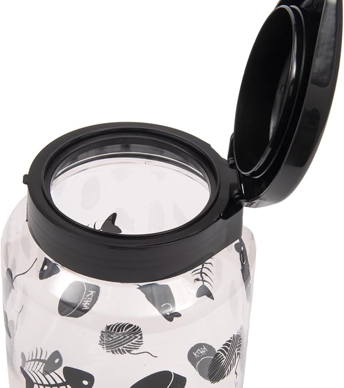 Lixit® Dog Treat Plastic Jar - Airtight Food and Treat Storage Jars for Dogs, Cats, Small Animals and Birds - Made in USA (Paw Prints - Gray, 128 Ounce)