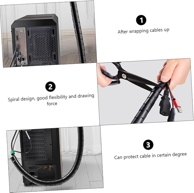 VILLCASE 1 Set Cable Sleeve Spiral Wire Organizer for Cord Management Easy Installation Made of Durable Pe Material for Use Wires from Pets