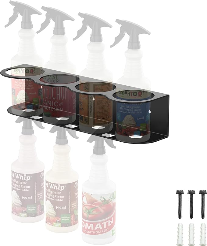 4 Spray Bottle Holder Wall Mount Hangable Space-efficient Spray Can Holder Wall Mount Spray Bottle Hanger for Universal for Garage and Home