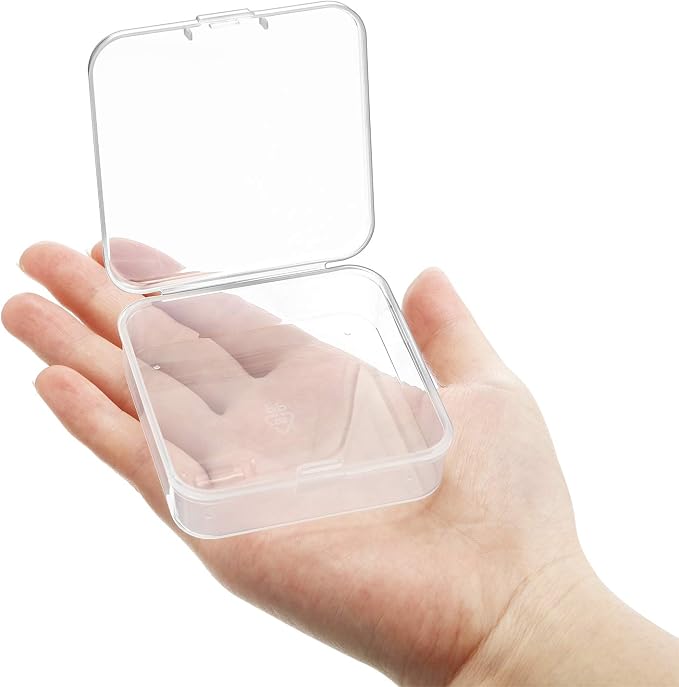 SATINIOR 24 Packs Small Clear Plastic Beads Storage Containers Box with Hinged Lid for Storage of Small Items, Crafts, Jewelry, Hardware (2.5 x 2.5 x 0.8 Inches)
