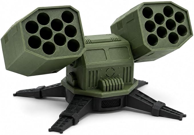 Rotatable Missile Launcher Desk Organizer - Multifunctional Pen Holder and AAA Battery Storage (Holds 20 AAA), Tactical Military Desk Accessory, Office Decor Gift for Men Geeks Gamers