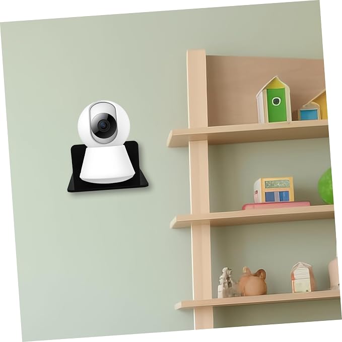 Toddmomy 3pcs Monitor Mount with Floating Wall Shelf for Speaker and Security Camera Easy Installation Cable Management Design Black Color for Nursery and Home Use