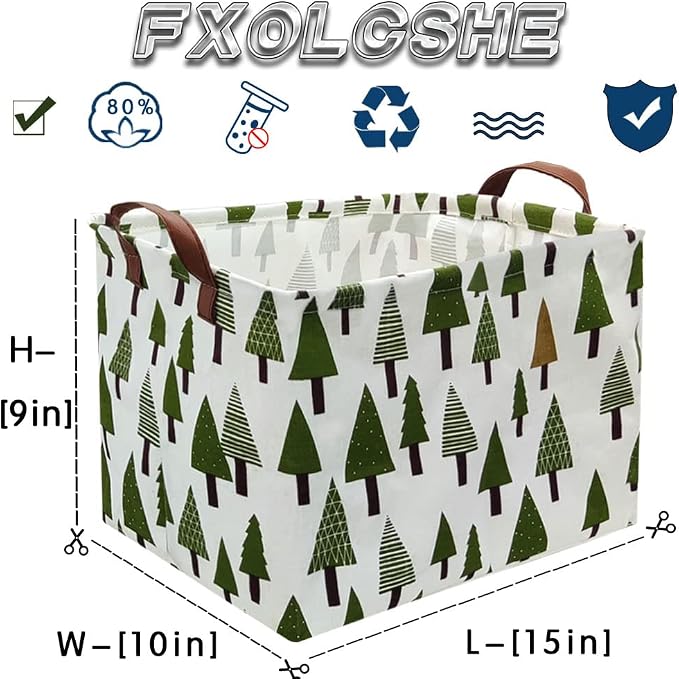 Tree basket,Laundry Basket Green Hamper Fabric Laundry Hamper,for baby hamper Nursery Toy Organizer tree room decor,Christmas gift decor,Gift Basket (tree)