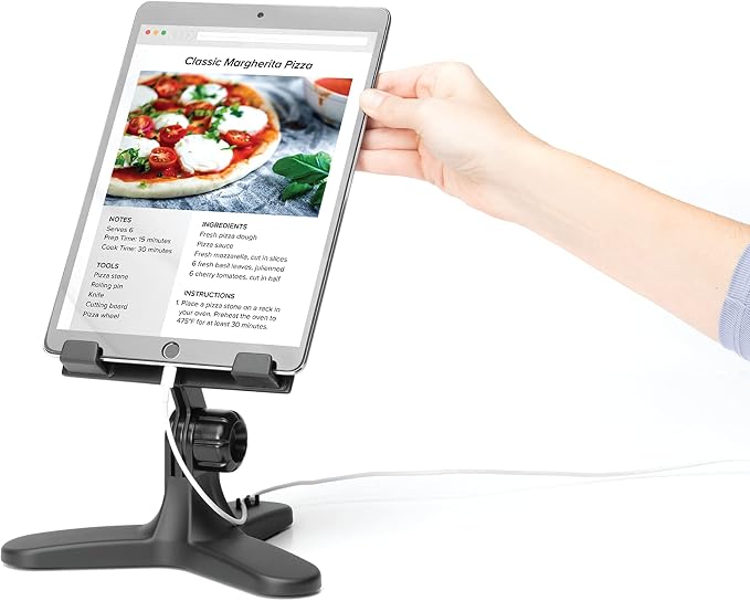 WeatherTech TabletHolder (Black/Grey) with Black Billet Knobs - Tablet Holder for Desktop, Tabletop or Kitchen Counter Top Non Slip Multi Surface Holder
