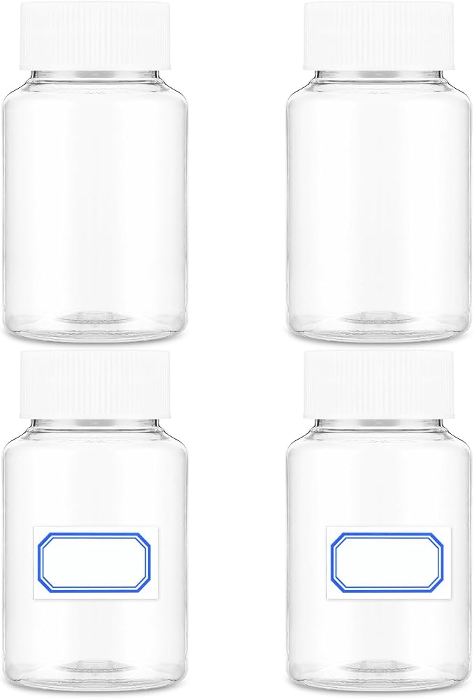 WLLHYF 4Pcs Clear Pill Bottle, 300ml Empty Clear Plastic Pill Bottles Medicine Bottle Empty Reagent Bottles Chemical Containers with Caps for Liquid Solid Powder (300ml)