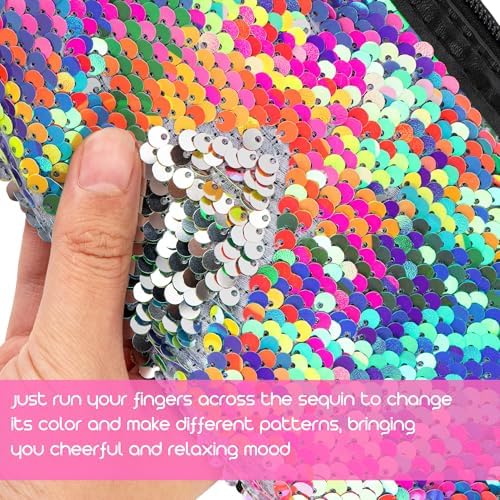2Pcs Sequin Makeup Bags, Magic Cosmetic Bag, Iridescent Makeup Bag, Portable Pouch Travel Cosmetic Organizer, for Women Party Holiday Gifts (Gradient Multicolor)