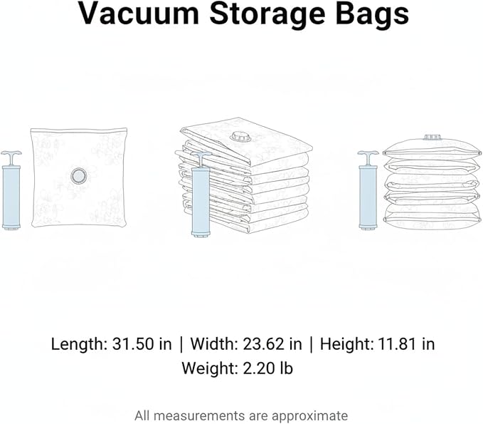 Vacuum Storage Bags, Reusable PET/PE Compression Sacks for Bedding and Clothes, Blue (1 PC)