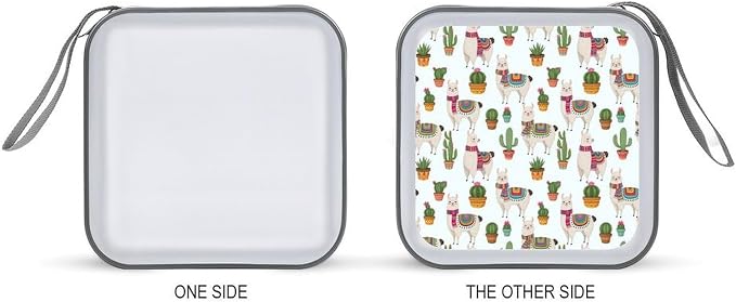 Hard Shell DVD CD Organizer Llama And Cactus, 40-Disc Storage Binder with Zipper Closure, Portable Protective Case for Travel Home