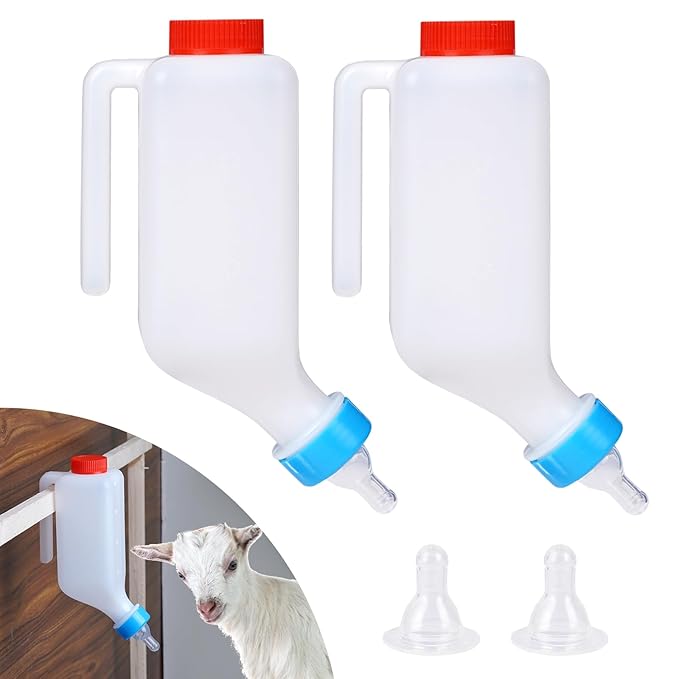 2pcs 800ml Lamb Feeding Bottle Thickened Goat Feeder Bottles Hang Upside Down Livestock Milk Bottle with Measurements Fawns Nursing Bottles for Goat Lamb Fawns Nigerian Dwarf Doeling (2pcs)