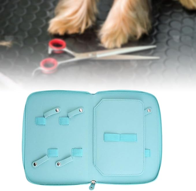 Pet Grooming Tool Storage Case Dog or Cat Grooming Supplies Dog Grooming Bag Portable PU Leather Storage Organizer Suitable for Professional Pet, Blue