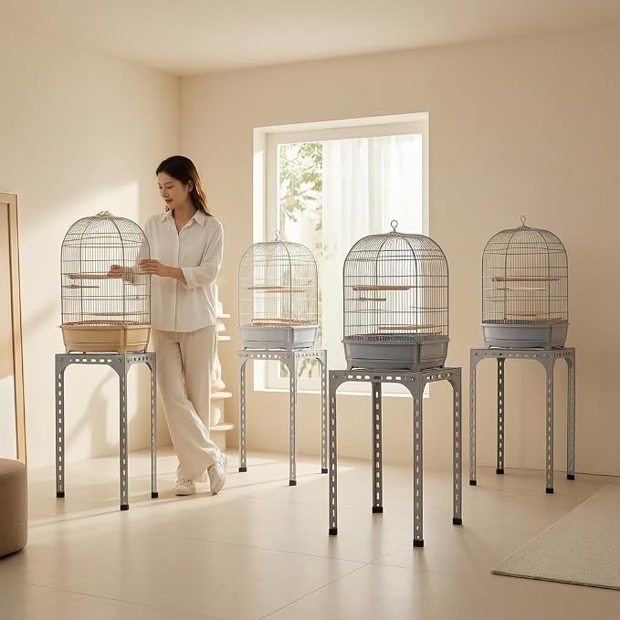 Cage Stand with Shelf, White Multi-functional Storage Rack for Bird Cages , 60cm*40cm Height 30cm
