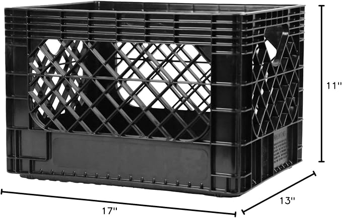 JEZERO 20 Quart Heavy Duty Plastic Crate | Stackable Multi-Purpose Storage Bin for Garage, Home, Office, Groceries, Outdoor, Camping & Kayaking | Black Utility Tote, 17" x 13" x 11"