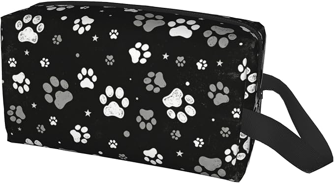 paw print Makeup Bag - Durable 600D Oxford Fabric Travel Cosmetic Bag, Shockproof Foam Padded Toiletry Organizer for Gym & Daily Use 10x6.2x4.9 Inch
