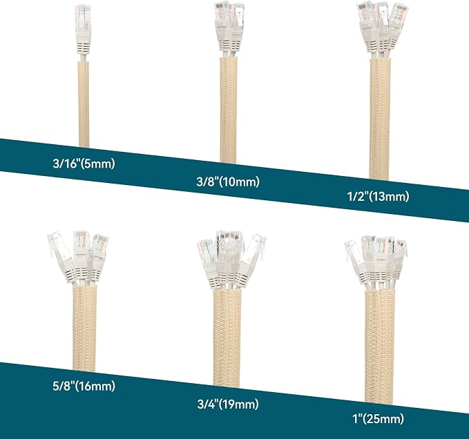 Wire Loom Tubing, 10ft Split Braided Cable Management Sleeve, Flexible Mesh Cord Protector Cable Sleeve for TV Computer (Wooden Color, 5/8")