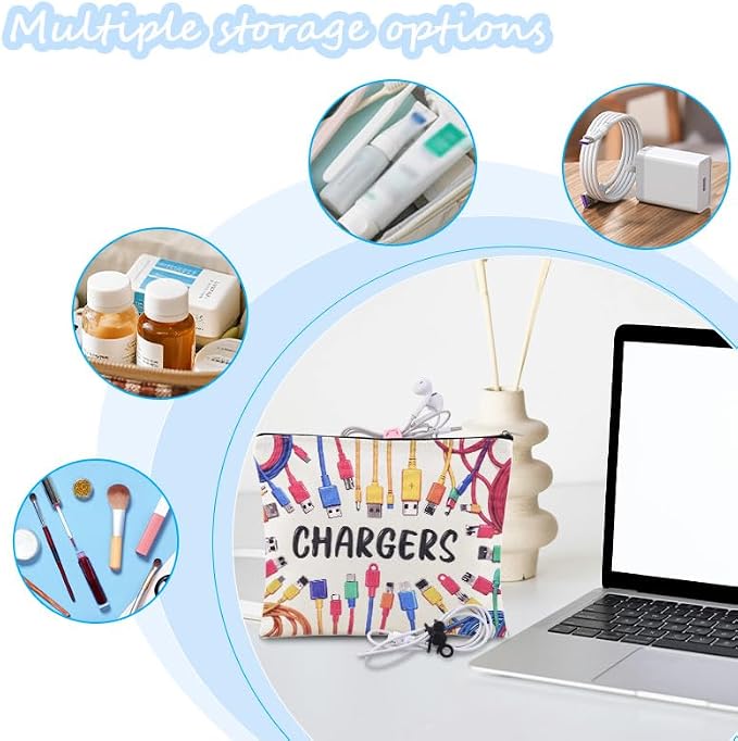 Sisadodo Charging Cable Organizer Travel Bag Toiletry Makeup Cosmetic Bags Medicine Med Toiletry Bag Pouch Diabetic Gifts Bags