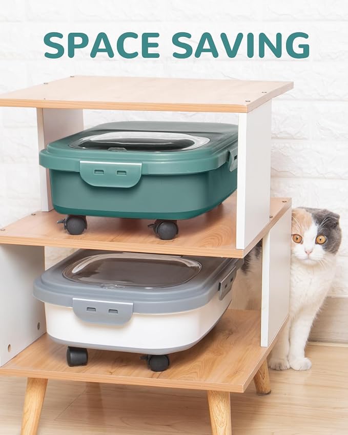 20-23 Lbs Dog Food Storage Container Airtight,Collapsible Pet Food Storage | Dog Food Container with Double Airtight Seal & Magnetic Lid,Cat Food Container with Wheels for Easy Moving,Small Jar,Scoop