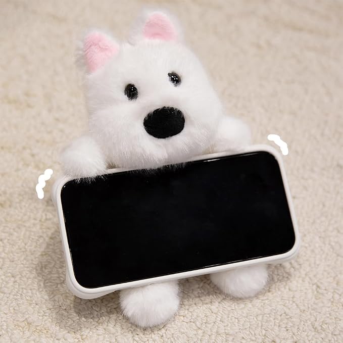 Cute Decoration Cell Phone Holder Stand for Desk, iPhone Mount for Accessories Gifts,Cool Desktop Decor Gadgets to Support Your Cellphone for Men Women Boys Girls to Carry On (west highland dog)