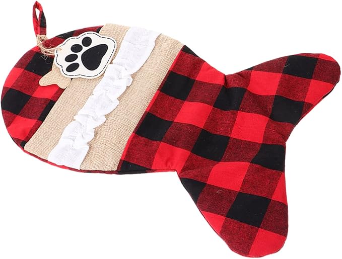 SOLUSTRE 1pc Christmas Bag for Pets Festive Stockings Pouch Storage for Candy Snacks Toys Plaid Design Holiday Decoration for Christmas Parties