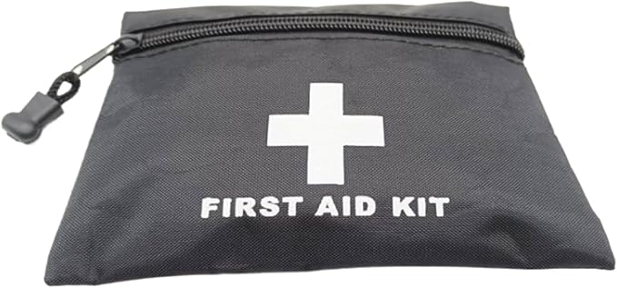 Red Emergency Pouch - Small Travel First Aid Bag for Car, Home, Office, Outdoors (Black 16x11cm)