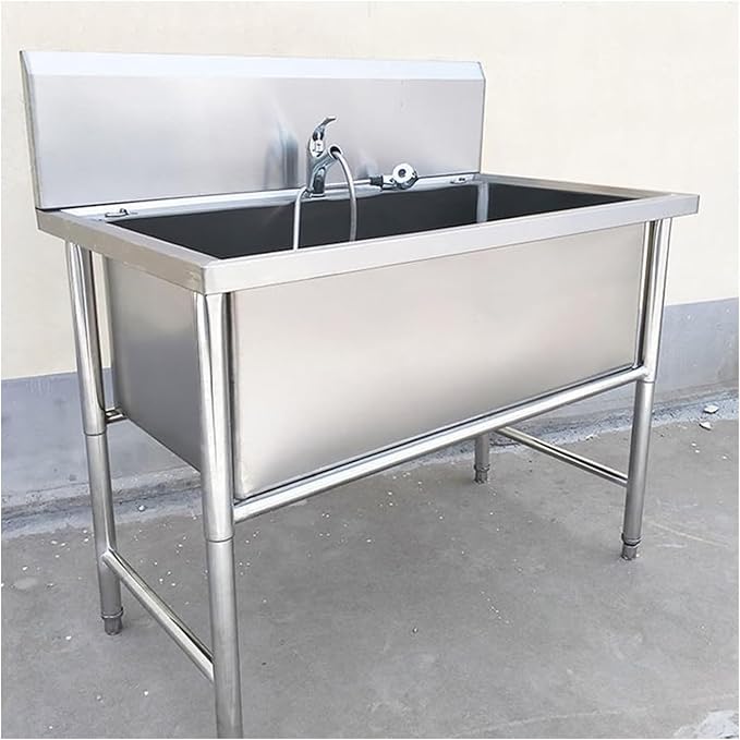 Pet Grooming Tub,Stainless Steel Washing Station for Dogs and Cats,Professional Home Bathing Sink for Large,Medium,and Small Pets.120cm-Deep 40cm